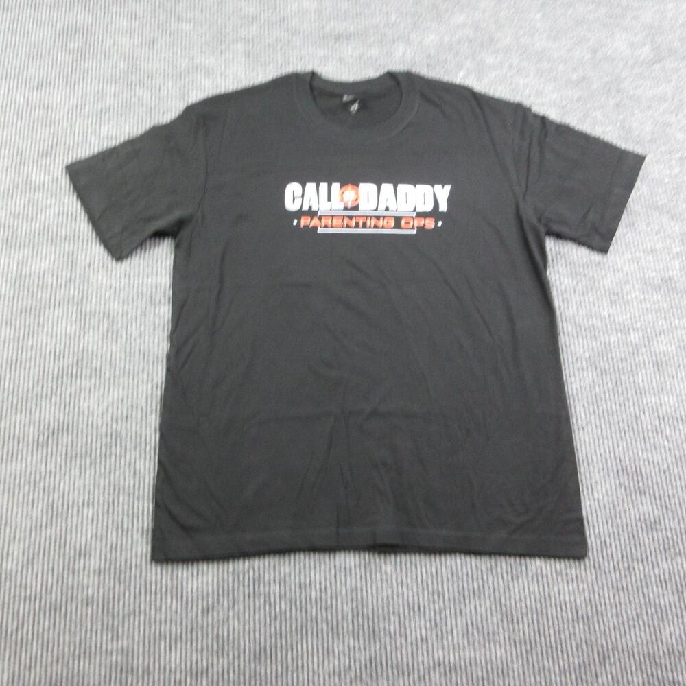 Call Daddy Parenting Ops Shirt Mens XL Black Crew Neck Cotton Graphic Tee